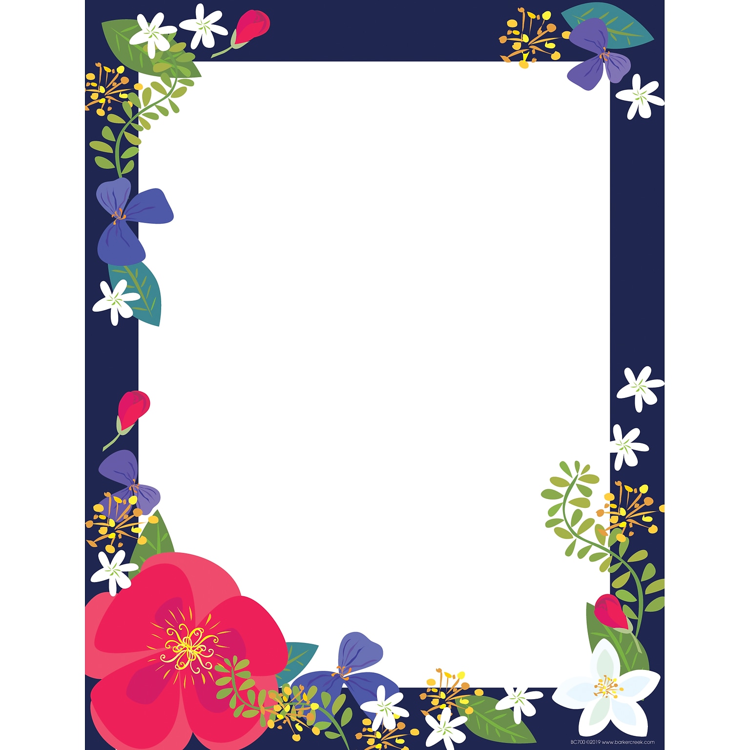 Barker Creek Petals & Prickles Computer Paper, 8.5 x 11, 60 lbs., Multicolored, 50 Sheets/Pack (BC700)