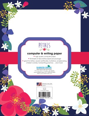Barker Creek Petals Computer Paper, 8 ½” x 11", 50 Sheets/Pack (BC700)