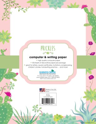Barker Creek Petals & Prickles Computer Paper, 8.5 x 11, 60 lbs., Multicolored, 50 Sheets/Pack (BC