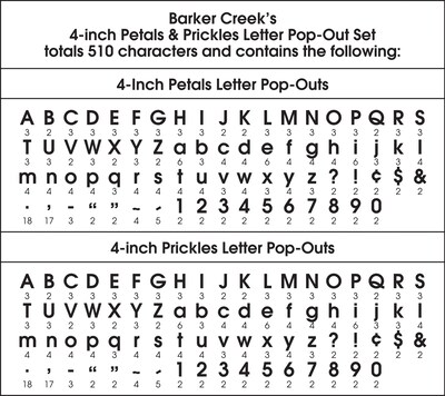 Barker Creek Letter Pop-Out, Petals & Prickles, 4", 510 Characters/Set (BC3870)