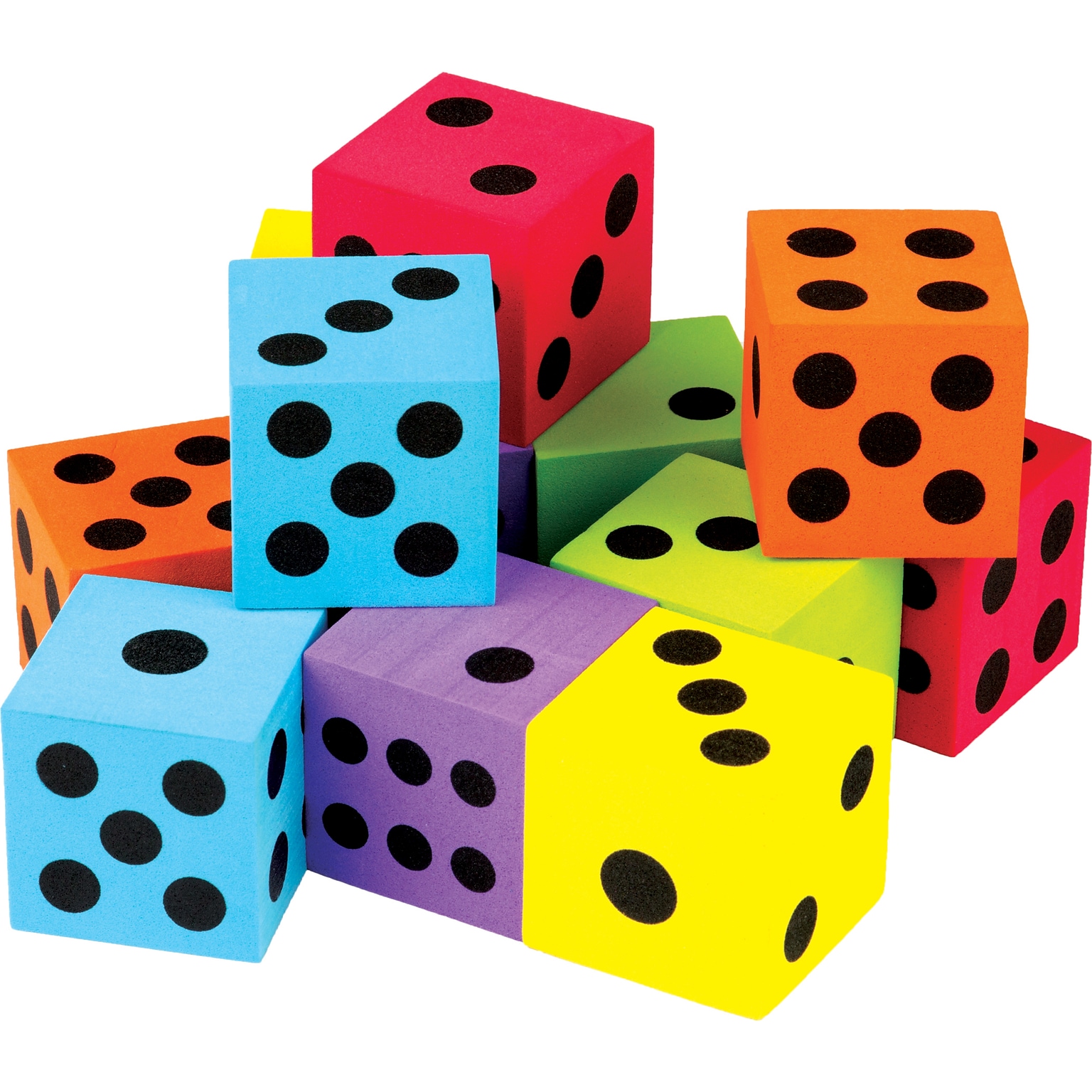 Teacher Created Resources Colorful Large Foam Dice, 12 Per Pack, 3 Packs (TCR20809)