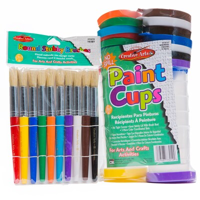 Charles Leonard Creative Arts Paint Cups & Round Stubby Bush Set (CHL73000)