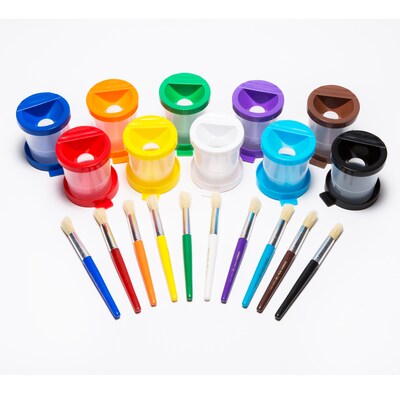 Charles Leonard Creative Arts Paint Cups & Round Stubby Bush Set (CHL73000)