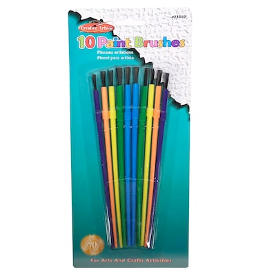 Charles Leonard Creative Arts Plastic Paint Brushes, Assorted Colors, 10 Per Pack, 24 Packs (CHL7331