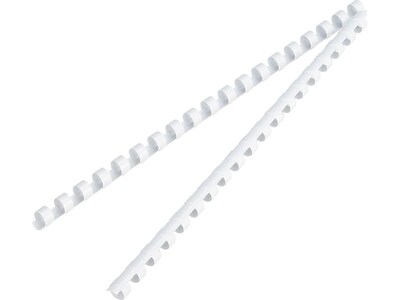 Fellowes 3/8" Plastic Binding Spine Comb, 55 Sheet Capacity, White, 100/Pack (52371)