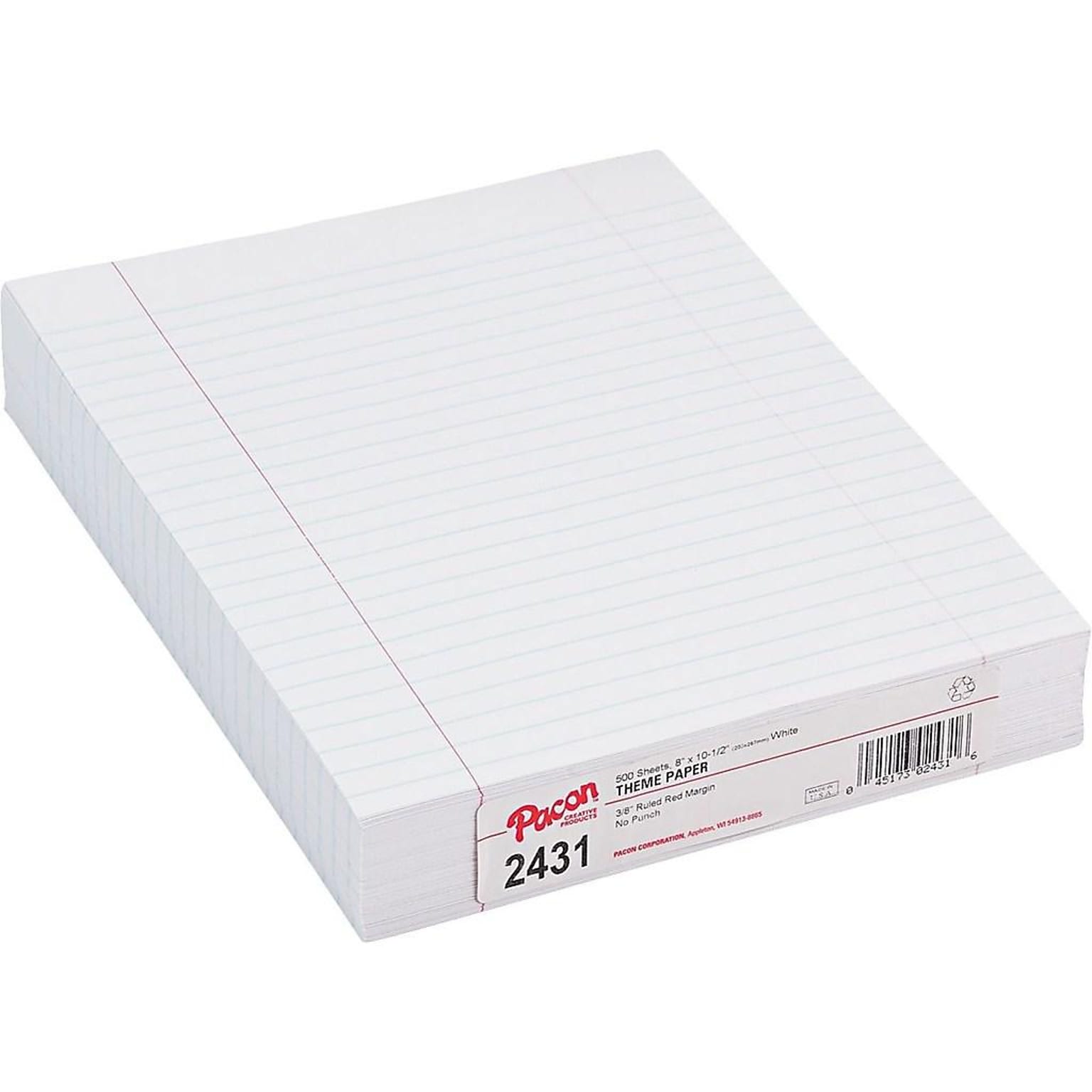 Pacon Wide Ruled Filler Paper, 8 x 10.5, 500 Sheets/Pack (P2431)