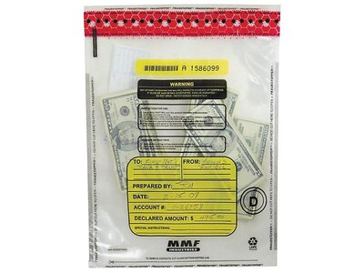 MMF Industries FRAUDSTOPPER Deposit Bags, Clear, 100/Box (2362035N20)