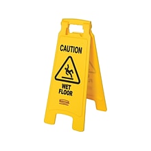 Rubbermaid Commercial Products 25H x 11W Wet Floor Sign, Each (FG611277YEL)