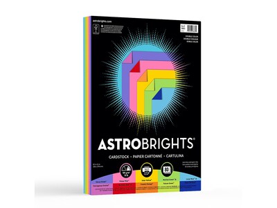 Astrobrights Double-Color 70 lb. Cardstock Paper, 8.5" x 11", Assorted Colors, 80 Sheets/Pack (98883)
