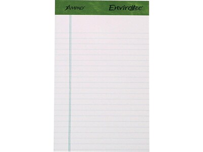 Earthwise by Ampad Notepads, 5" x 8", College Ruled, White, 40 Sheets/Pad, 6 Pads/Pack (40112R)