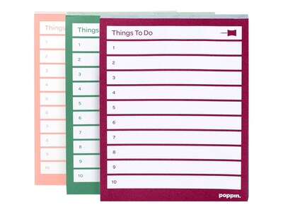 Poppin Message Pads, 4 x 5, Assorted, 100 Sheets/Pad, 3 Pads/Pack (105758)