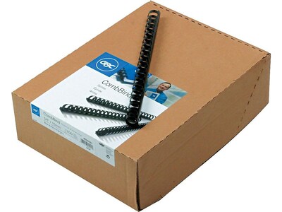 GBC CombBind 5/8 Plastic Binding Spine Comb, 130 Sheet Capacity, Black, 100/Box (4000092)