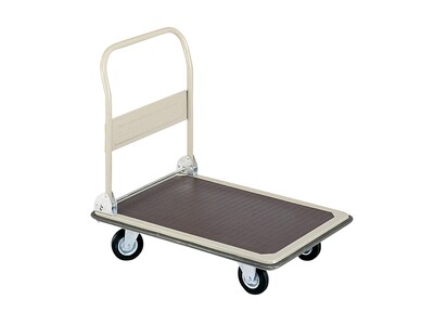 Safco FoldAway Small Platform Truck, 700 lbs., Tropic Sand/Dark Brown (4077)