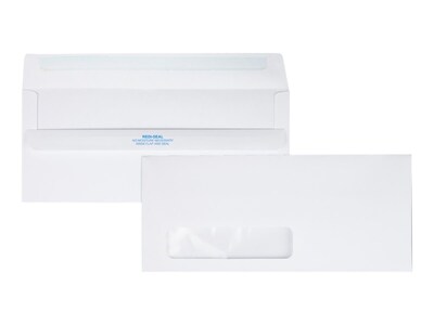 Quality Park Redi-Seal #10 Window Envelopes, 4 1/8 x 9 1/2, White Wove, 500/Box (21318)