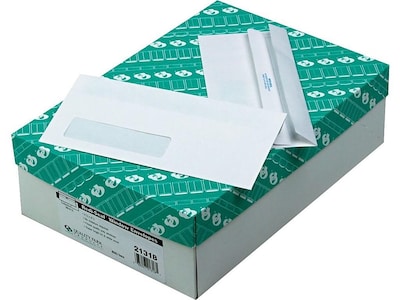 Quality Park Redi-Seal #10 Window Envelopes, 4 1/8" x 9 1/2", White Wove, 500/Box (21318)