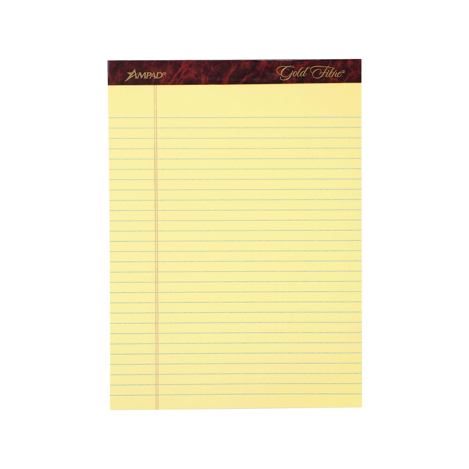 Ampad Gold Fibre Notepads, 8.5 x 11.75, Legal Rule, Canary, 50 Sheets/Pad, 12 Pads/Pack (TOP 20-020R)