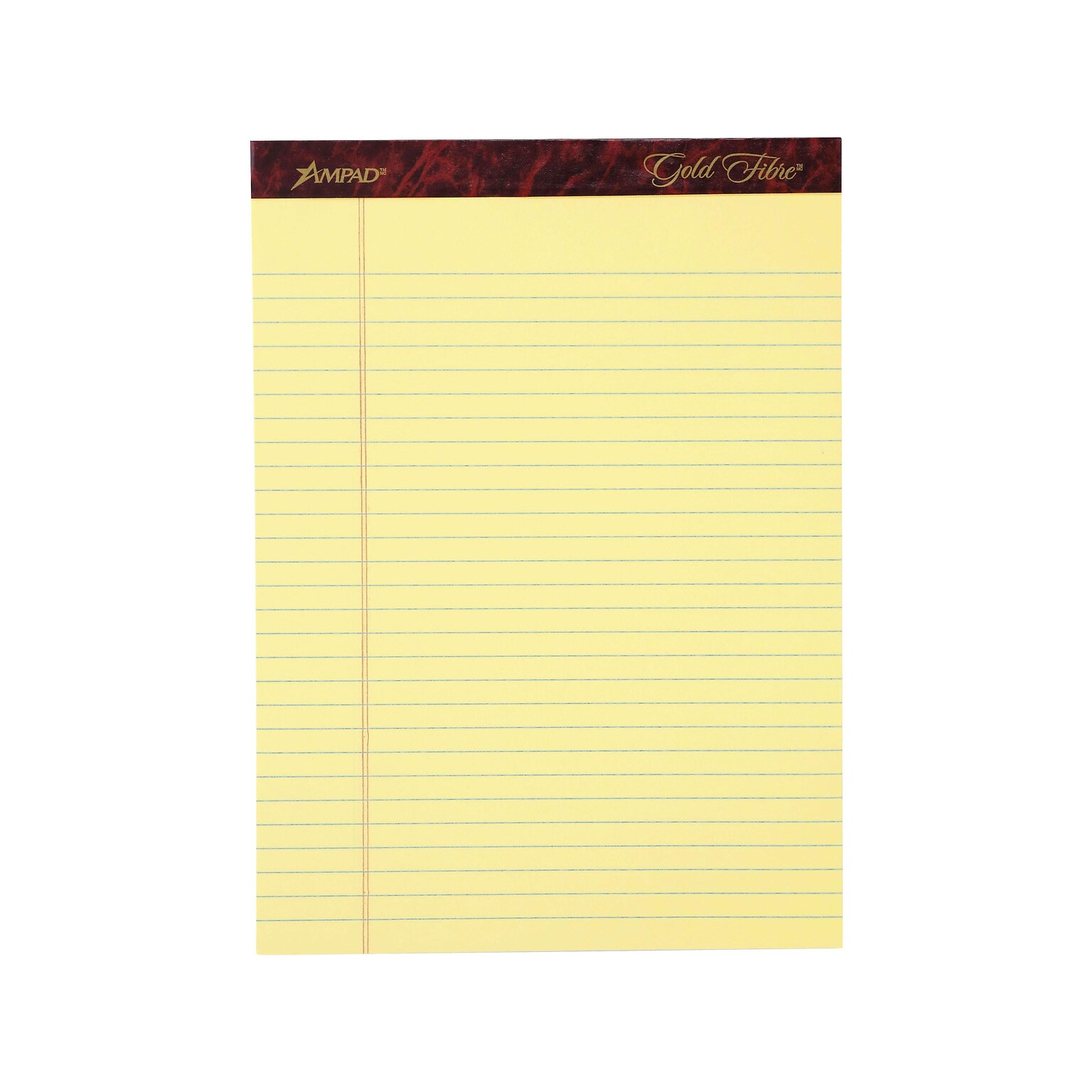 Ampad Gold Fibre Notepads, 8.5 x 11.75, Legal Rule, Canary, 50 Sheets/Pad, 12 Pads/Pk (TOP 20-020R)