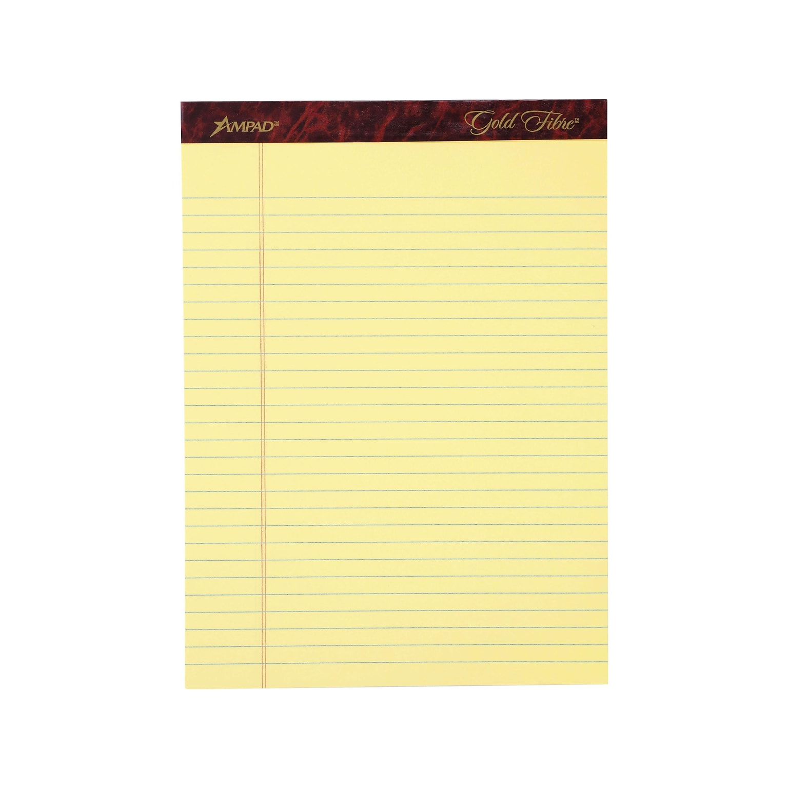 Ampad Gold Fibre Notepads, 8.5 x 11.75, Legal Rule, Canary, 50 Sheets/Pad, 12 Pads/Pack (TOP 20-020R)