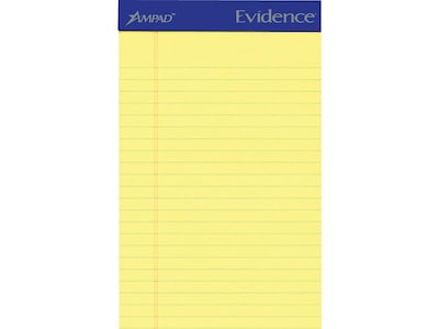 Ampad Evidence Notepads, 5 x 8, College Rule, Canary, 50 Sheets/Pad, 12 Pads/Pack (TOP20-204)