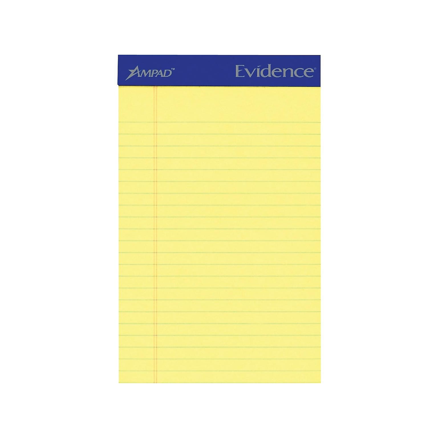 Ampad Evidence Notepads, 5 x 8, College Rule, Canary, 50 Sheets/Pad, 12 Pads/Pack (TOP20-204)