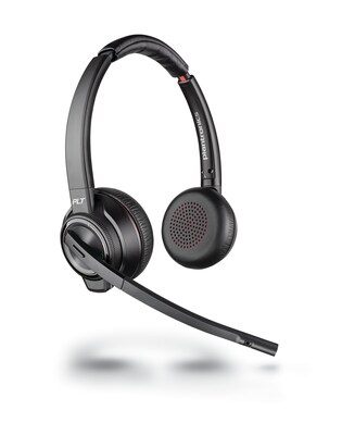 Poly Savi 8200 Series W8220 Wireless Noise Canceling Stereo Headset, Over-the-Head, Black  (7S4B5AA#