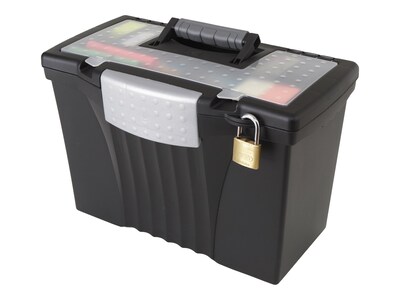 Storex File Storage Box with Organizer Lid, Letter/Legal Size, Black (61510U01C)