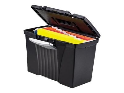 Storex File Storage Box with Organizer Lid, Letter/Legal Size, Black (61510U01C)