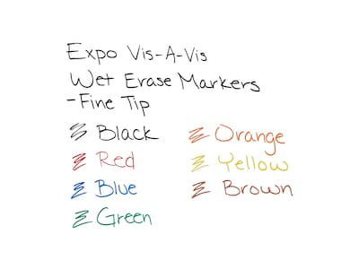 Expo Vis-à-Vis Wet Erase Markers, Fine Tip, Assorted Colors, 4/Pack (16074/2134341)