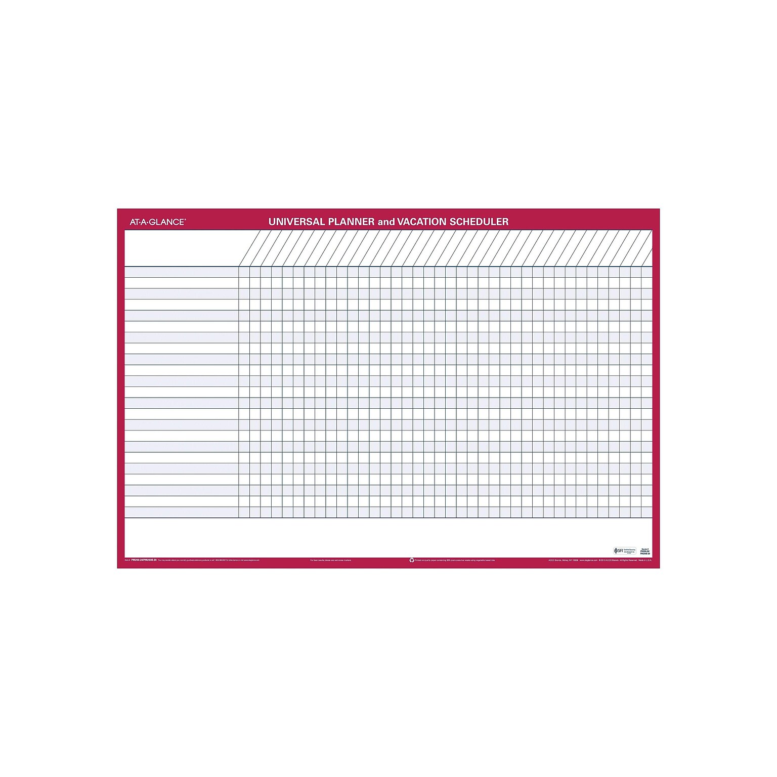 AT-A-GLANCE Universal-Vacation Schedule 24H x 36W Dry Erase Yearly Wall Calendar, Red (PM250 28)