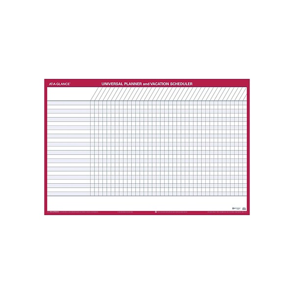 AT-A-GLANCE Universal-Vacation Schedule 24H x 36W Dry Erase Yearly Wall Calendar, Red (PM250 28)