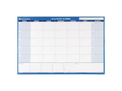 AT-A-GLANCE 30-60 Day 24H x 36W Dry Erase Monthly Wall Calendar, Blue (PM233 28)