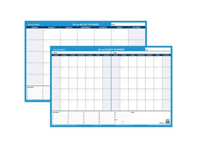 AT-A-GLANCE 30-60 Day 24"H x 36"W Dry Erase Monthly Wall Calendar, Blue (PM233 28)