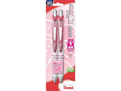 Pentel EnerGel Pearl Deluxe RTX Retractable Gel Pens, Medium Point, Pink Ink, 2 Pack (BL77WBP2PP)