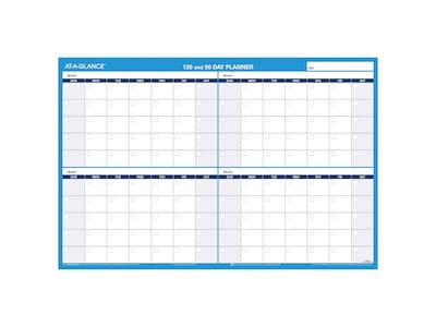 AT-A-GLANCE 90-120 Day 24H x 36W Dry Erase Monthly Wall Calendar, Reversible, Blue (PM239 28)