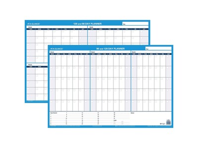 AT-A-GLANCE 90-120 Day 24"H x 36"W Dry Erase Monthly Wall Calendar, Reversible, Blue (PM239 28)