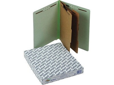 Pendaflex Pressboard End Tab Classification Folders, Letter Size, 6 Sections, Light Green, 10/Box (P