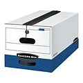 Bankers Box® Liberty Plus Heavy-Duty FastFold File Storage Boxes, String & Button, Letter Size, White/Blue, 4/Carton (1111101)