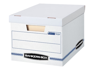 Bankers Box Stor/File™ Corrugated File Storage Boxes, Lift-Off Lid, Letter/Legal Size, White/Blue, 1