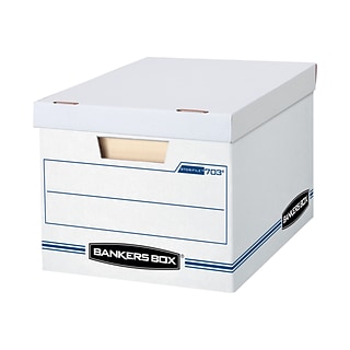 Bankers Box® Stor/File Corrugated File Storage Boxes, Lift-Off Lid, Letter/Legal Size, White/Blue, 1