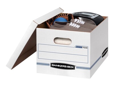 Bankers Box Stor/File 59% Recycled Corrugated File Box Lift Off Lid, Letter/Legal Size, White/Blue, 12/Carton (00703)