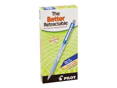 Pilot Better Retractable Ballpoint Pens, Medium Point, Blue Ink, Dozen (30006)