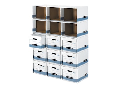 Bankers Box File/Cube™ Quick Set-Up Corrugated File Storage Box Shells, Letter/Legal Size, White/Blue, 6/Carton (0162601)