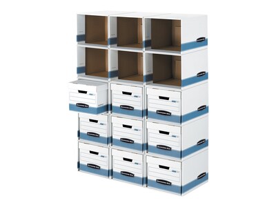 Bankers Box File/Cube™ Quick Set-Up Corrugated File Storage Box Shells, Letter/Legal Size, White/Blue, 6/Carton (0162601)