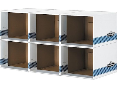 Bankers Box File/Cube™ Quick Set-Up Corrugated File Storage Box Shells, Letter/Legal Size, White/Blu