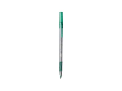 BIC Round Stic Grip Xtra Comfort Ballpoint Pens, Medium Point, Green Ink, Dozen (13888)