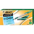 BIC Round Stic Grip Xtra Comfort Ballpoint Pens, Medium Point, Green Ink, Dozen (13888)