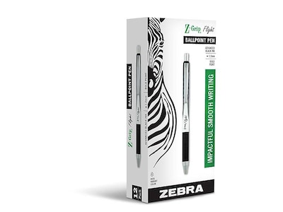 Zebra Z-Grip Flight Retractable Ballpoint Pen, Bold Point, 1.2mm, Black Ink, Dozen (21910)