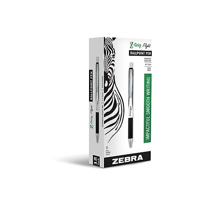Zebra Z-Grip Flight Retractable Ballpoint Pen, Bold Point, Black Ink, Dozen (21910)