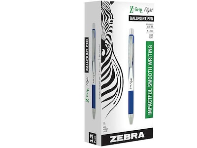 Zebra Z-Grip Flight Retractable Ballpoint Pen, Bold Point, 1.2mm, Blue Ink, Dozen (21920)