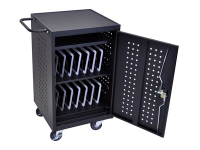 Luxor Lockable 30-Unit Laptop Storage Cabinet, Black Steel (LLTM30-B)